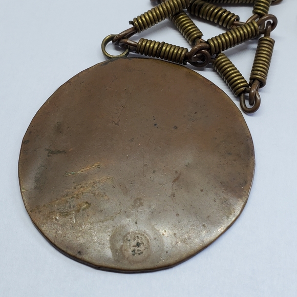 SOLD Vintage Mexican Copper Brass Aztec Necklace - Picture 5 of 7
